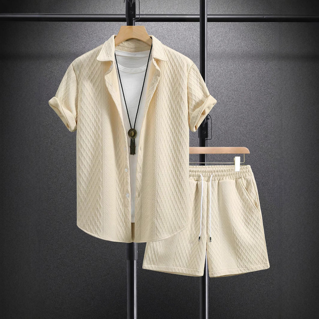 Men’s Loose Casual Two-Piece Set – Short-Sleeve Shirt & Shorts for Effortless Summer Style