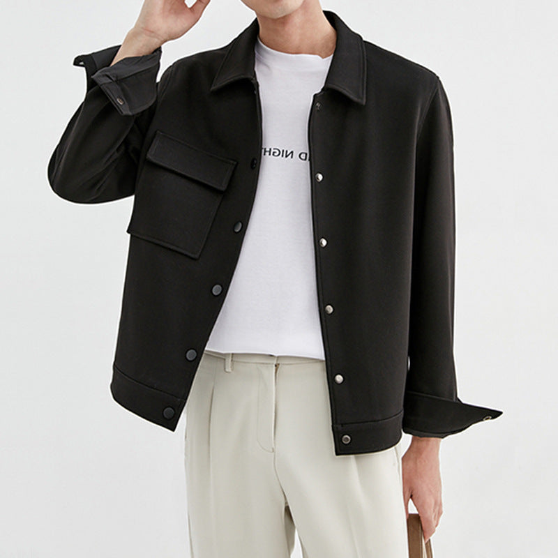Men’s Polo Collar Korean Casual Jacket – Loose Fit Blouson Trend Outerwear
