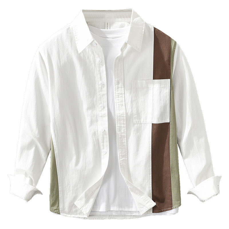 Men’s Loose Artistic Cotton Long-Sleeve Shirt – Versatile Square-Collar Casual Top