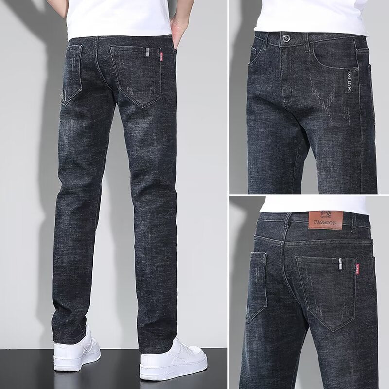 Men’s Slim Fit Washed Blue Jeans – All-Season Stylish Comfort
