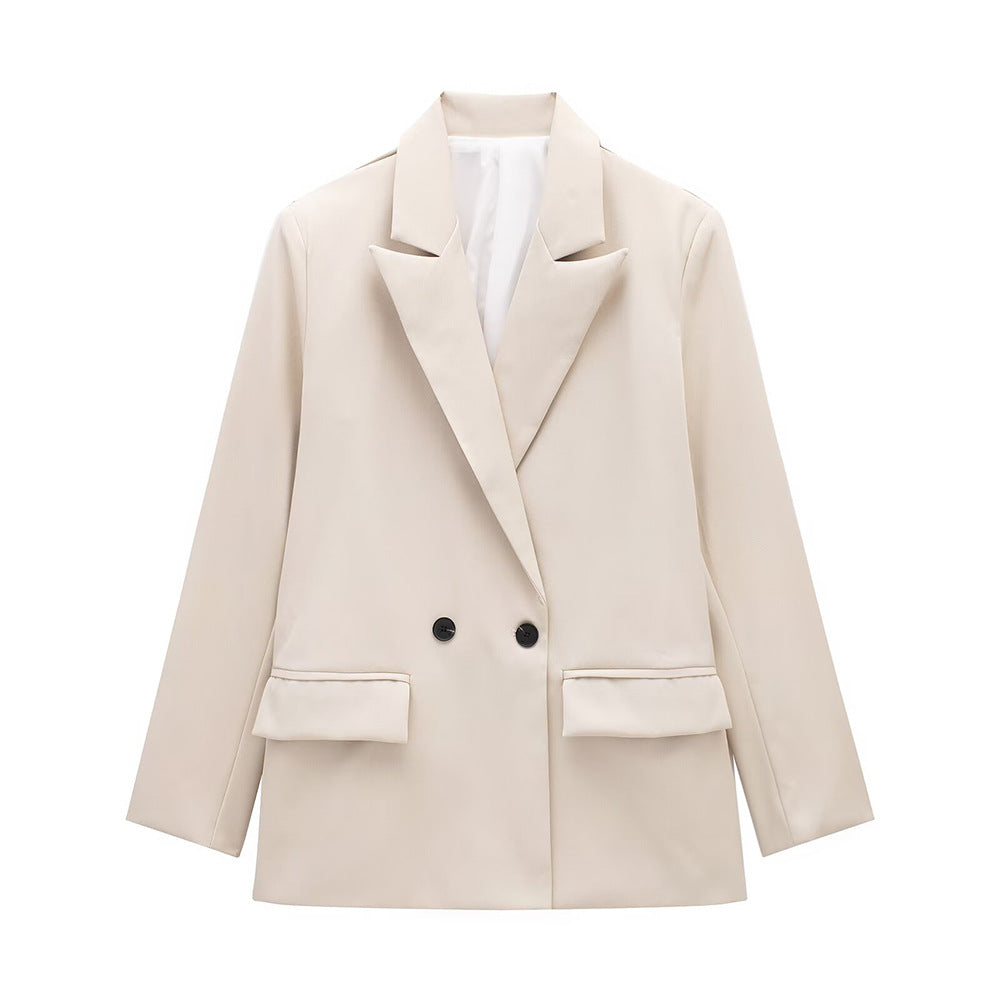 Women's Multi-color Commuter Loose Design Double-breasted Jacket