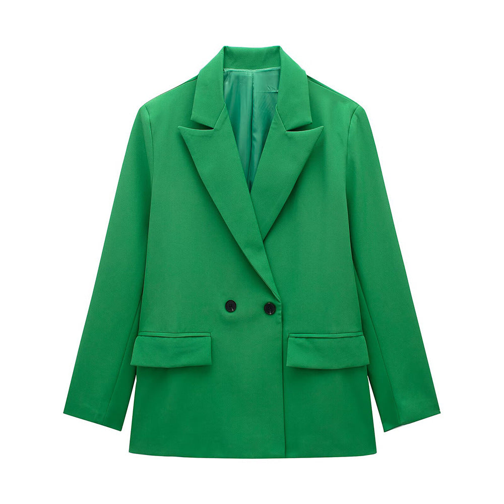 Women's Multi-color Commuter Loose Design Double-breasted Jacket