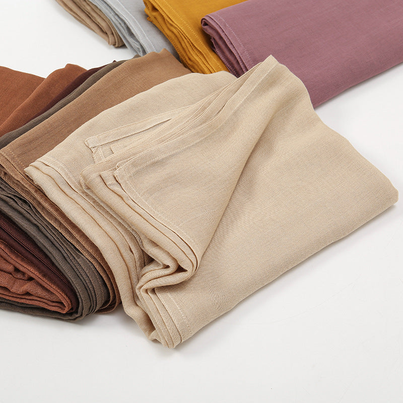 Solid Color Malay Indonesian Rayon Scarf Wide Brim Thin Modal Breathable