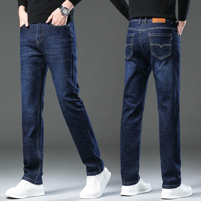 Men's Loose Fit High-Stretch Straight Jeans – Relaxed Comfort, Effortless Style