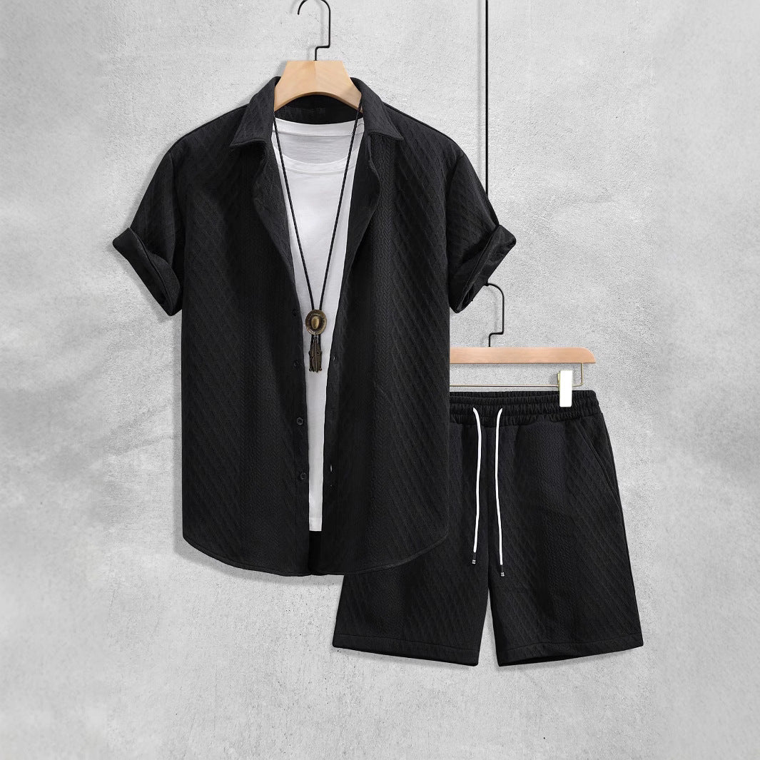 Men’s Loose Casual Two-Piece Set – Short-Sleeve Shirt & Shorts for Effortless Summer Style