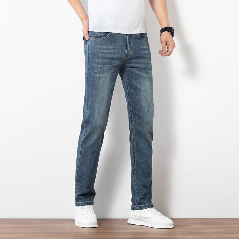 Men's Slim Fit Elastic Trend Jeans – Casual Straight Denim for Youth