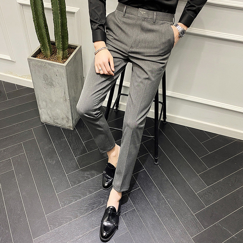 Slim Fit Casual Trousers in England Pure Color Casual Trousers