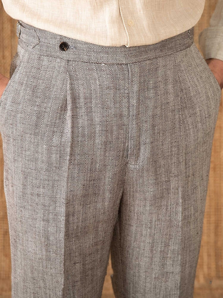 Men’s Cotton-Linen Breathable Straight Pants – High Waist Casual Summer Trousers | NYLIXA