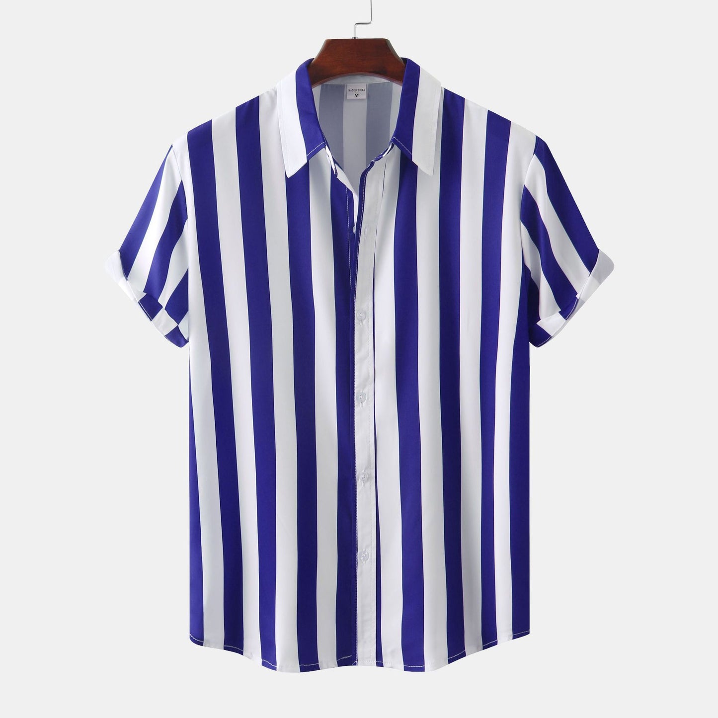 Men’s 3D Printed Short Sleeve Turn-Down Collar Shirt – Loose Fit Cotton Blend