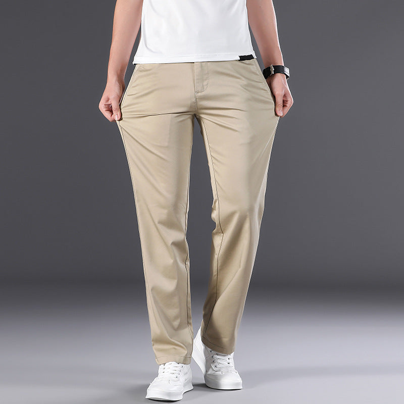 Men’s High Waist Summer Trousers – Plus Size Loose Fit & Breathable Business Pants