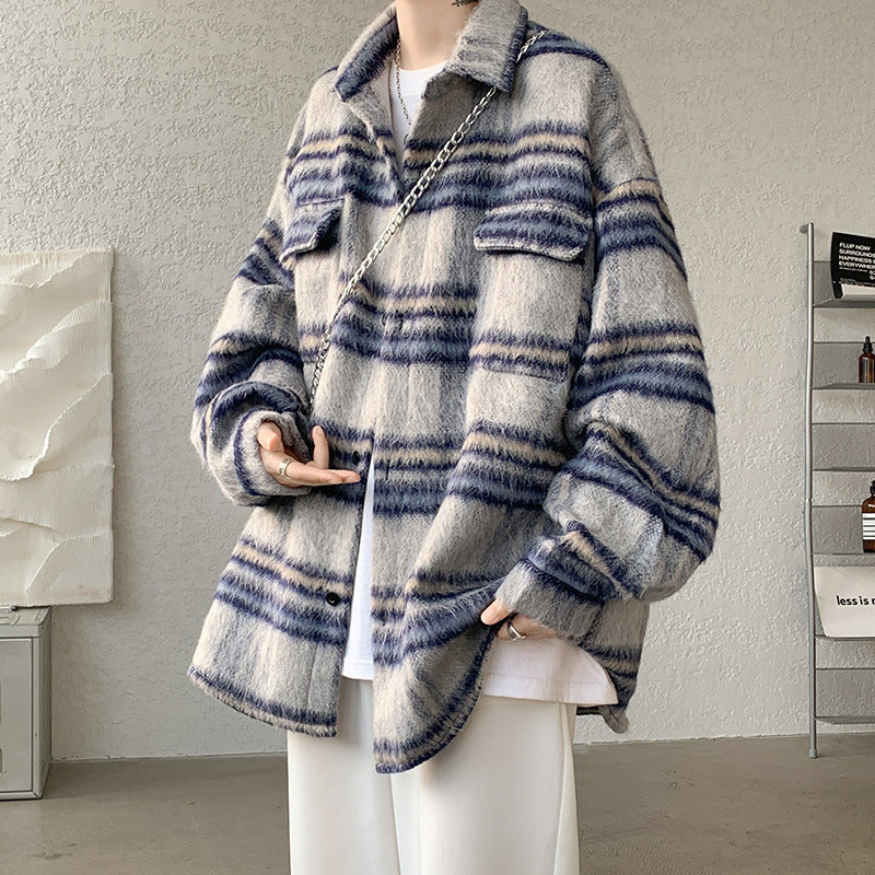 Brushed Woolen Coat For Men Autumn And Winter Chanel-style Jacket