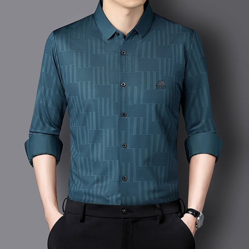 Men’s Autumn Seamless Long-Sleeve Business Casual Shirt – Elegant Comfort