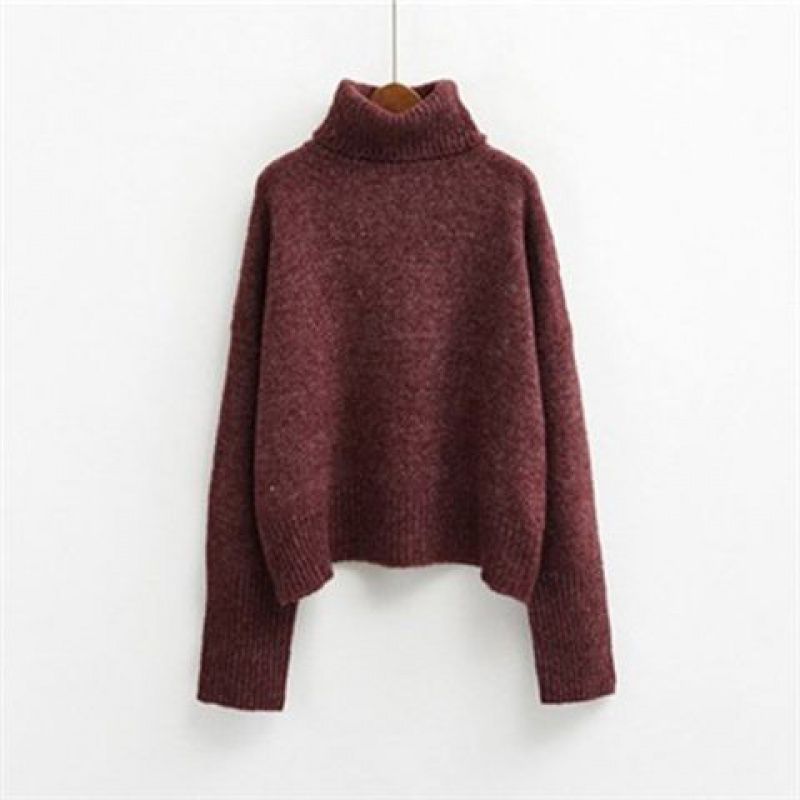 Women's Sweater Coat Loose Lazy Thick Thick Thick Thread High Neck Student Pullover Base Sweater