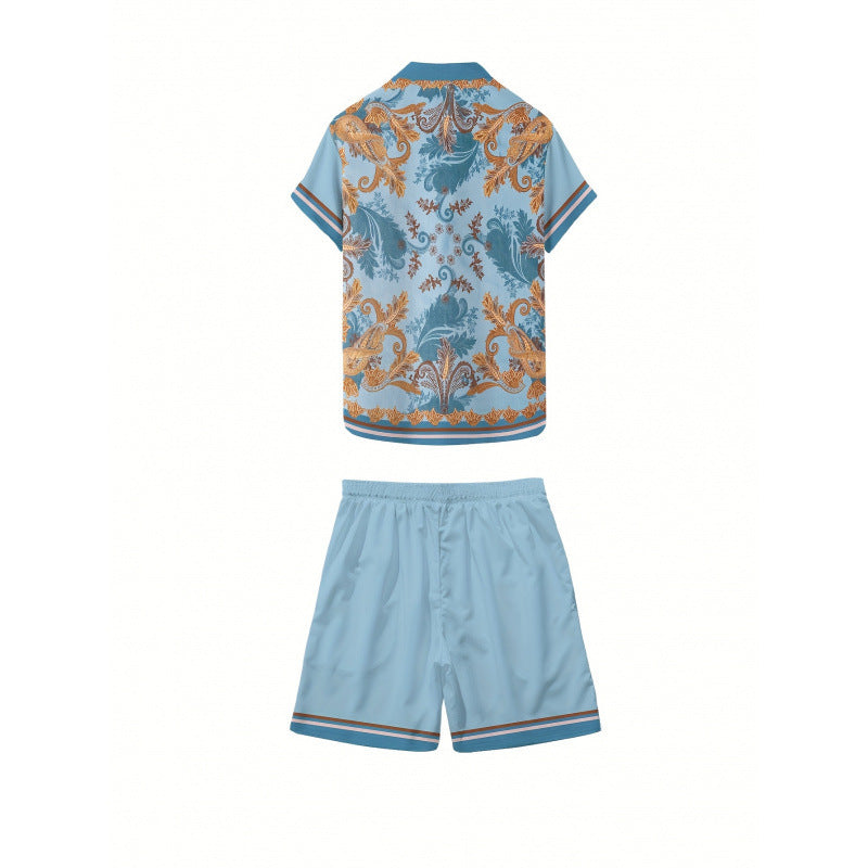 Men’s Casual Knitwear Set – Fleece-Lined Two-Piece Outfit (Top + Shorts)