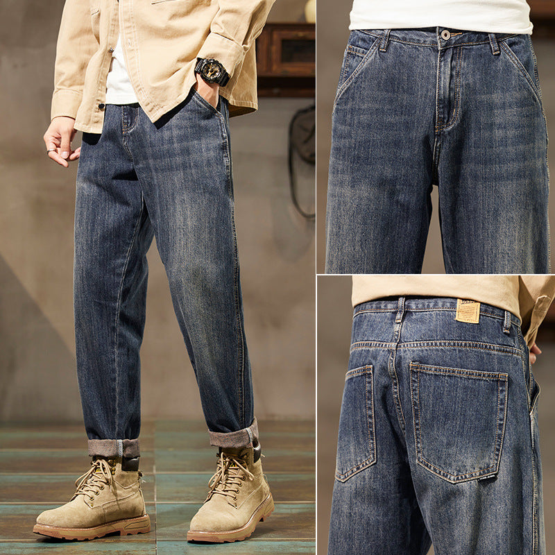 Retro Loose Straight Denim Pants for Men – Vintage Streetwear Style