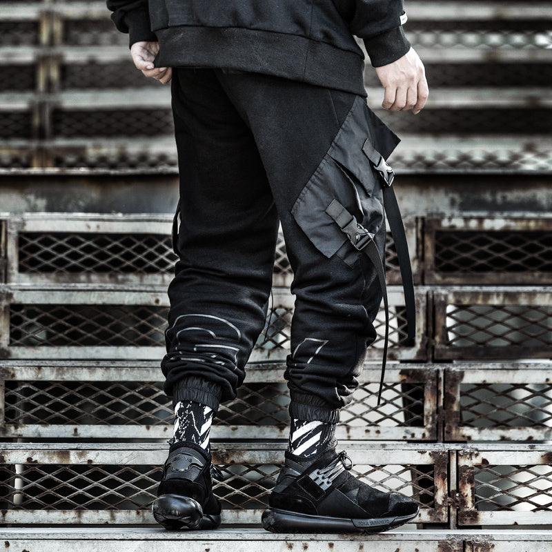 Men's Loose Black Overalls – Hip-Hop Streetwear with Utility Pockets