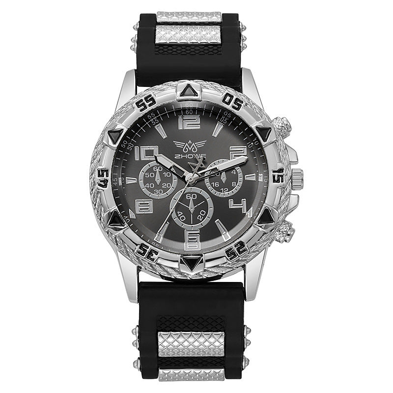 Watch Silicone Band Blue Light Glass Men's Watch