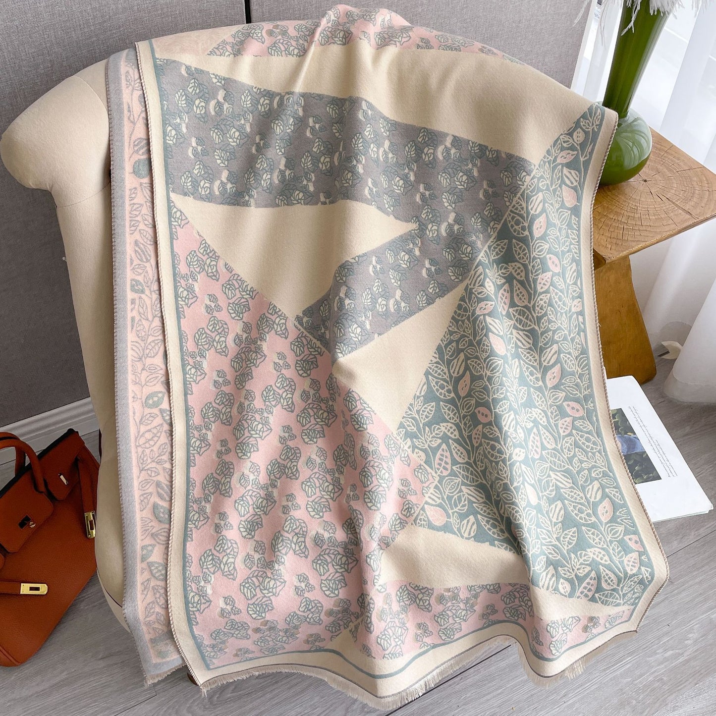 Korean Style Ins All-match Floral Print Shawl Winter Cashmere-like