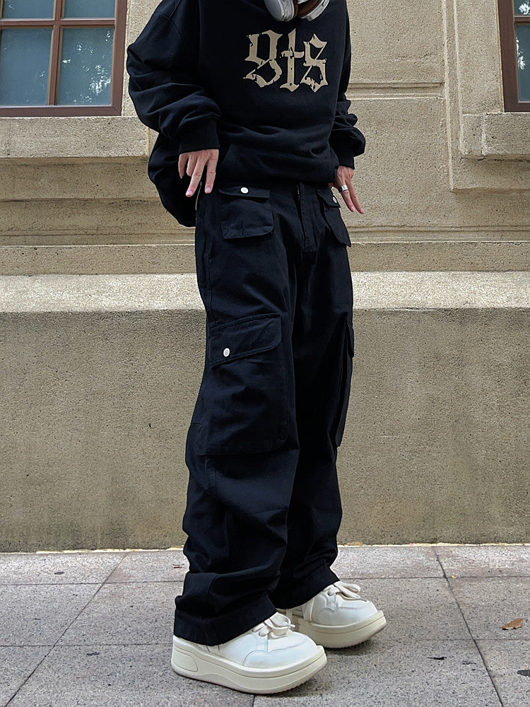 Men's Retro Brown Loose-Fit Overalls – Multi-Pocket American Streetwear