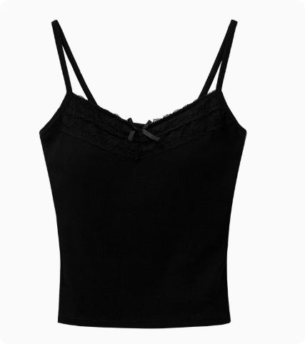 Bow Lace Suspender Women's Early Spring New Style Pure Desire Wind