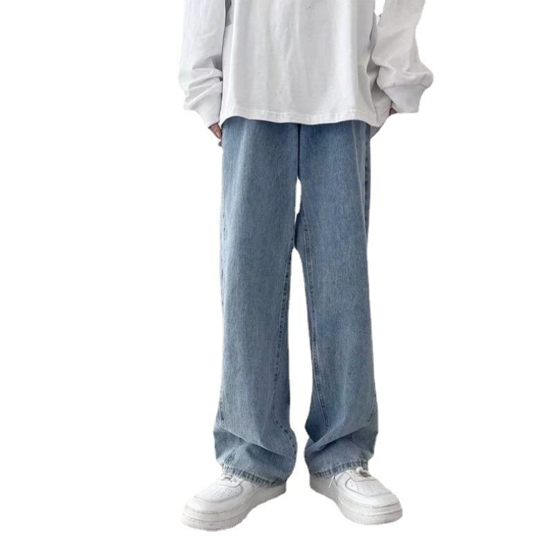 INS Hong Kong Style Loose Straight Mop Wide-Leg Pants