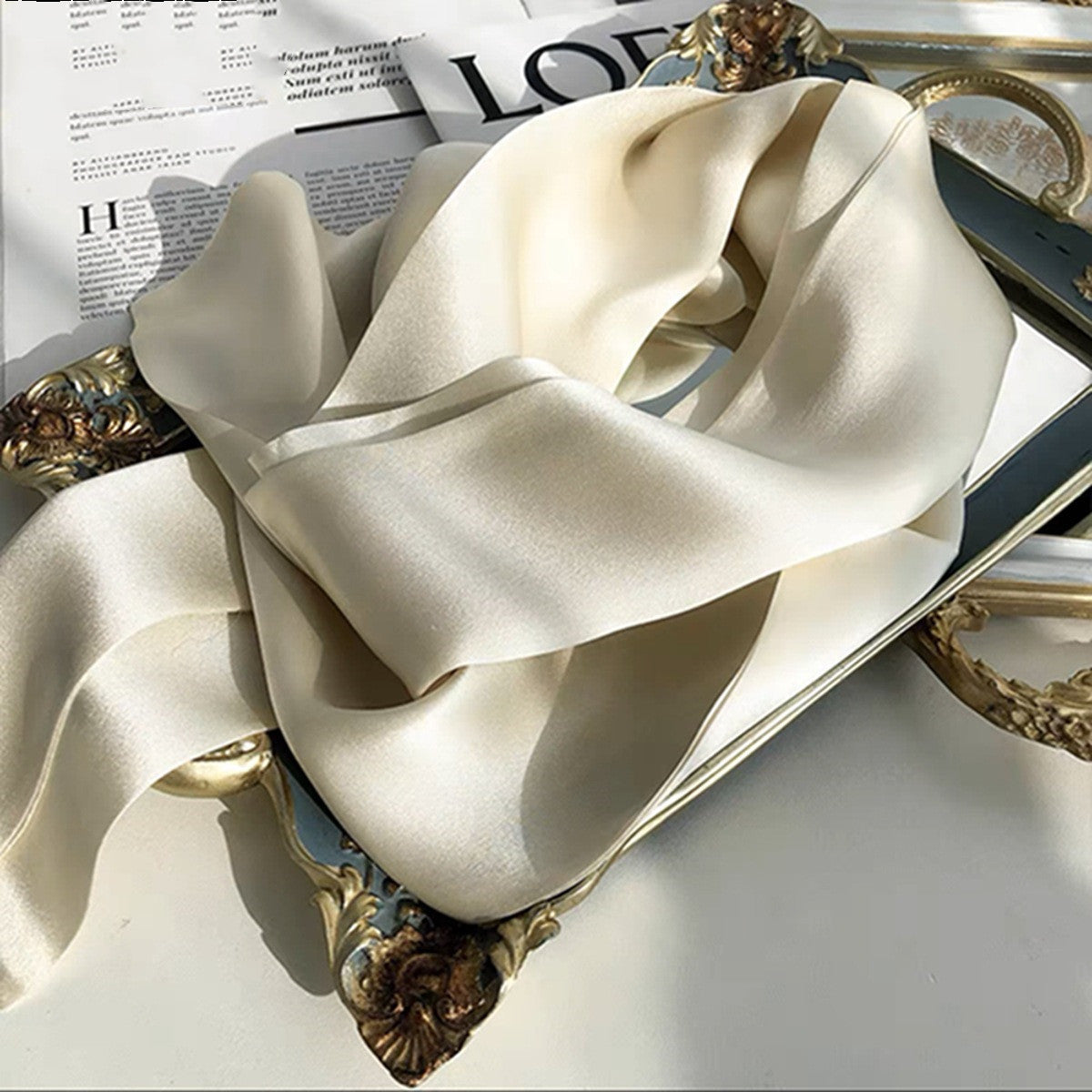 Fashion Women's Monochrome Double-layer Ribbon Scarf