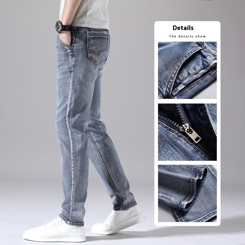 Men’s Retro Thin Straight-Leg Jeans – Lightweight & Laid-Back Comfort