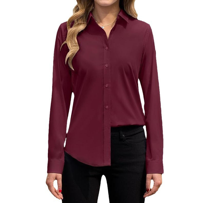 European And American Loose Fashion Temperament Pure Color Shirt