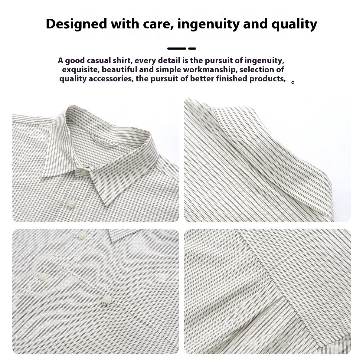 Men’s Striped Patchwork Casual Shirt – Short & Long Sleeve Hybrid