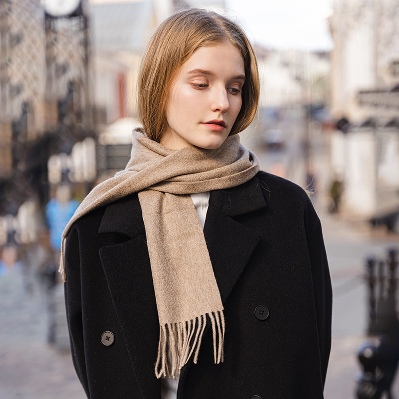 Water Ripple Pure Color Cashmere Warm Scarf
