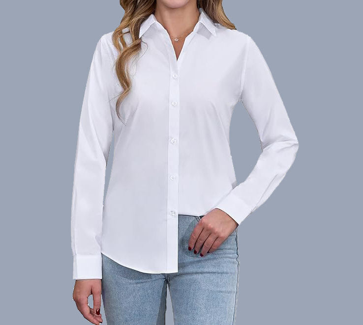 European And American Loose Fashion Temperament Pure Color Shirt