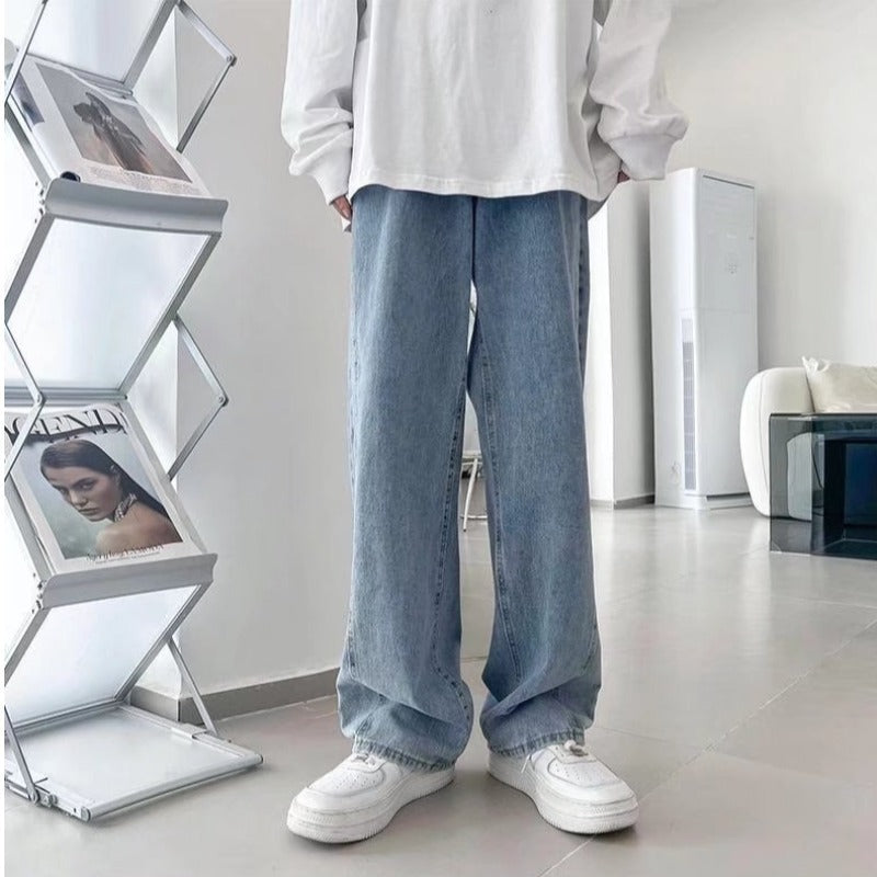 INS Hong Kong Style Loose Straight Mop Wide-Leg Pants