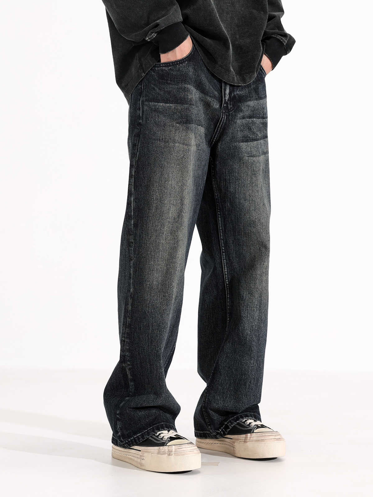 Retro Wide-Leg Straight Fit Jeans – Classic American Loose Denim Vibe
