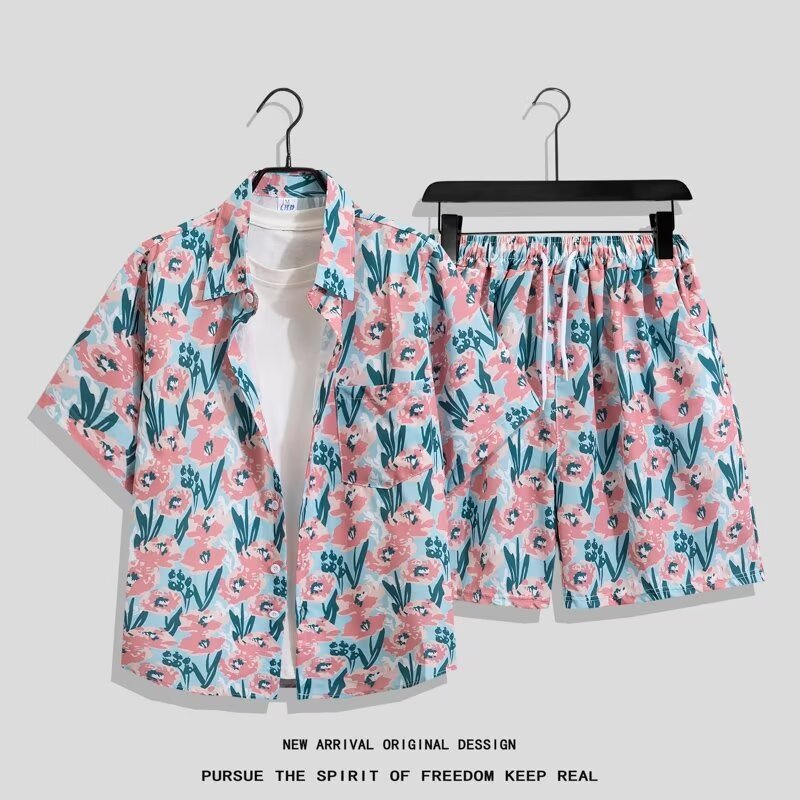 Men’s Hong Kong-Style Retro Printed Short-Sleeve Shirt – Bold & Nostalgic