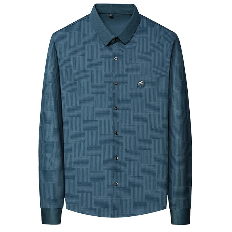 Men’s Autumn Seamless Long-Sleeve Business Casual Shirt – Elegant Comfort