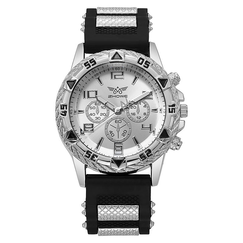 Watch Silicone Band Blue Light Glass Men's Watch