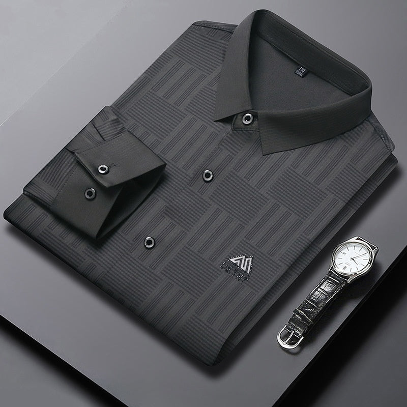 Men’s Autumn Seamless Long-Sleeve Business Casual Shirt – Elegant Comfort