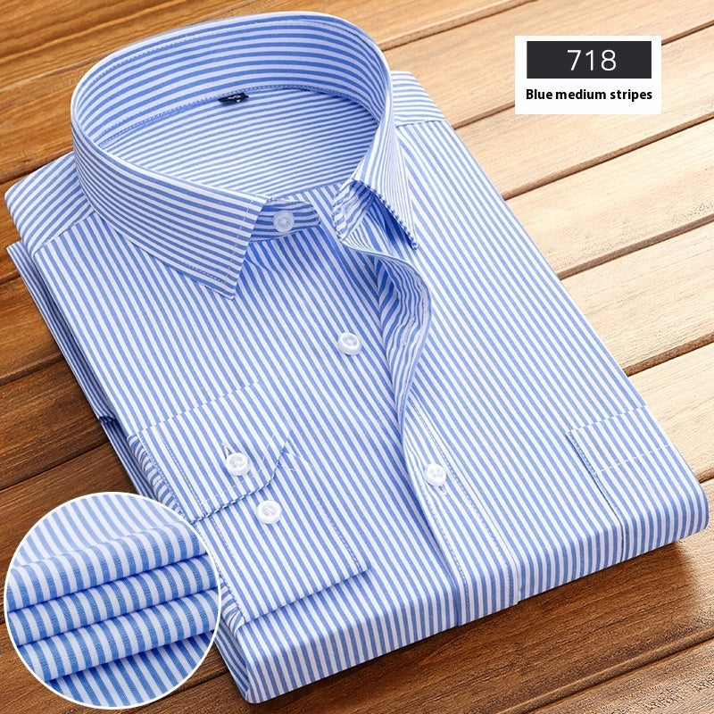 Men’s New Striped Long-Sleeve Business Shirt – Spring & Autumn Classic
