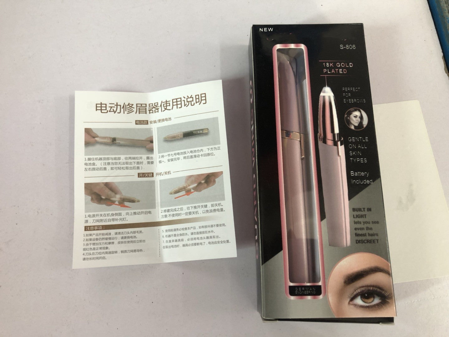 Mini Electric Eyebrow Trimmer Pen – Painless LED Lipstick Hair Remover for Face & Brows