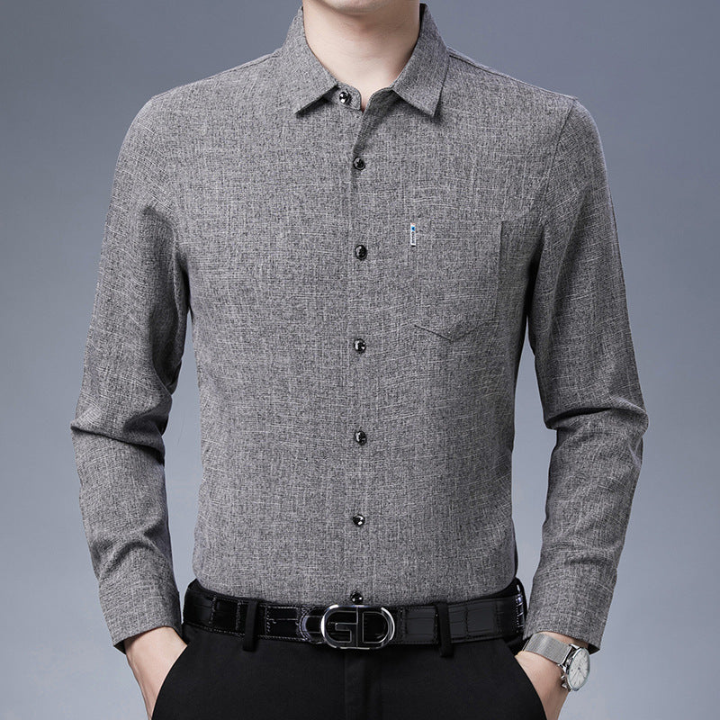 Men’s Linen-Like Casual Long-Sleeve Shirt – Lightweight Spring Style