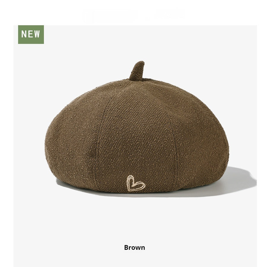 Love Beret Solid Color Big Head Suitable For Artistic Painter Hat