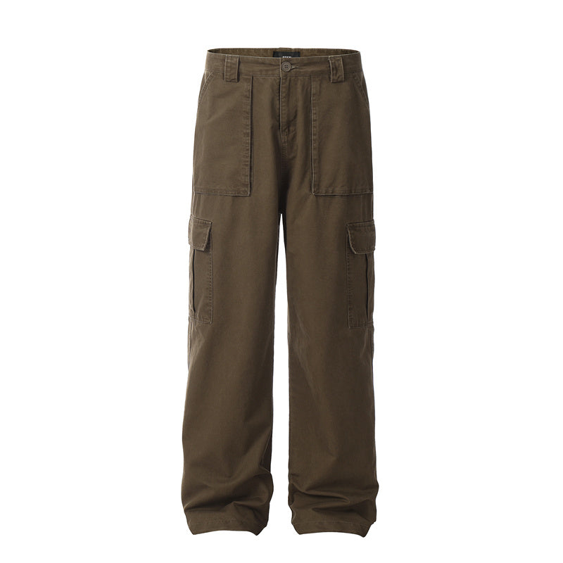 Men’s Vintage Wash Loose Straight-Leg Pants – Retro Streetwear Comfort