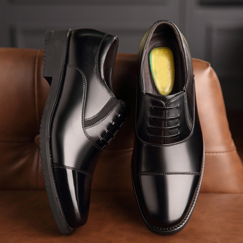 Men’s Formal Three-Segment Leather Dress Shoes – Classic Office & Grooming Style