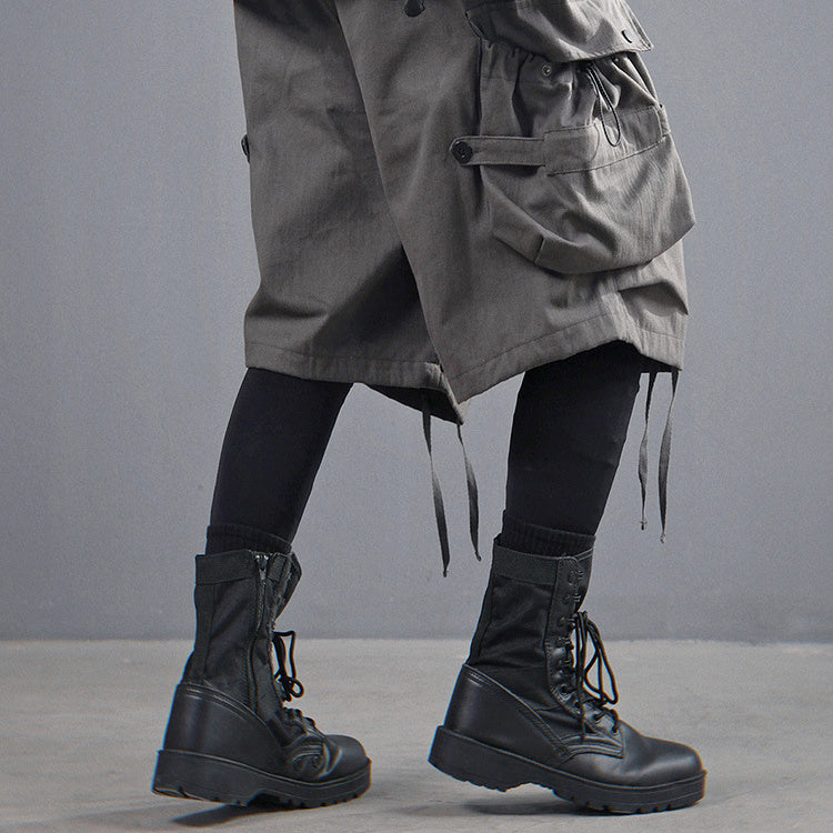 Mechanical Style Ribbon Loose Leisure Workwear Shorts