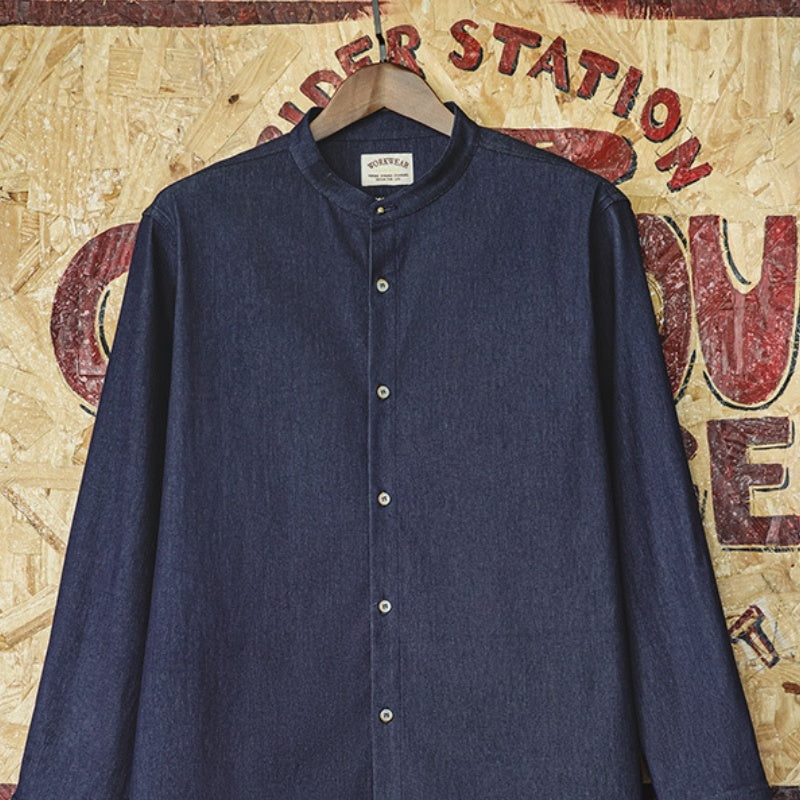 Men’s Retro Crew-Neck Casual Long-Sleeve Shirt Coat – Relaxed Autumn Layer