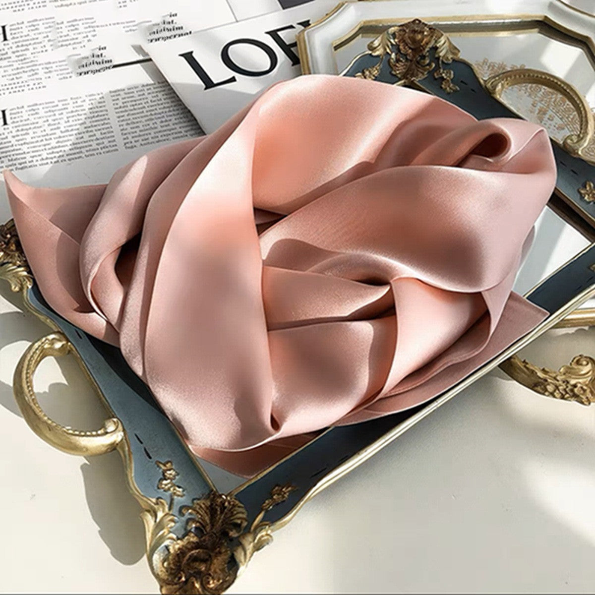 Fashion Women's Monochrome Double-layer Ribbon Scarf
