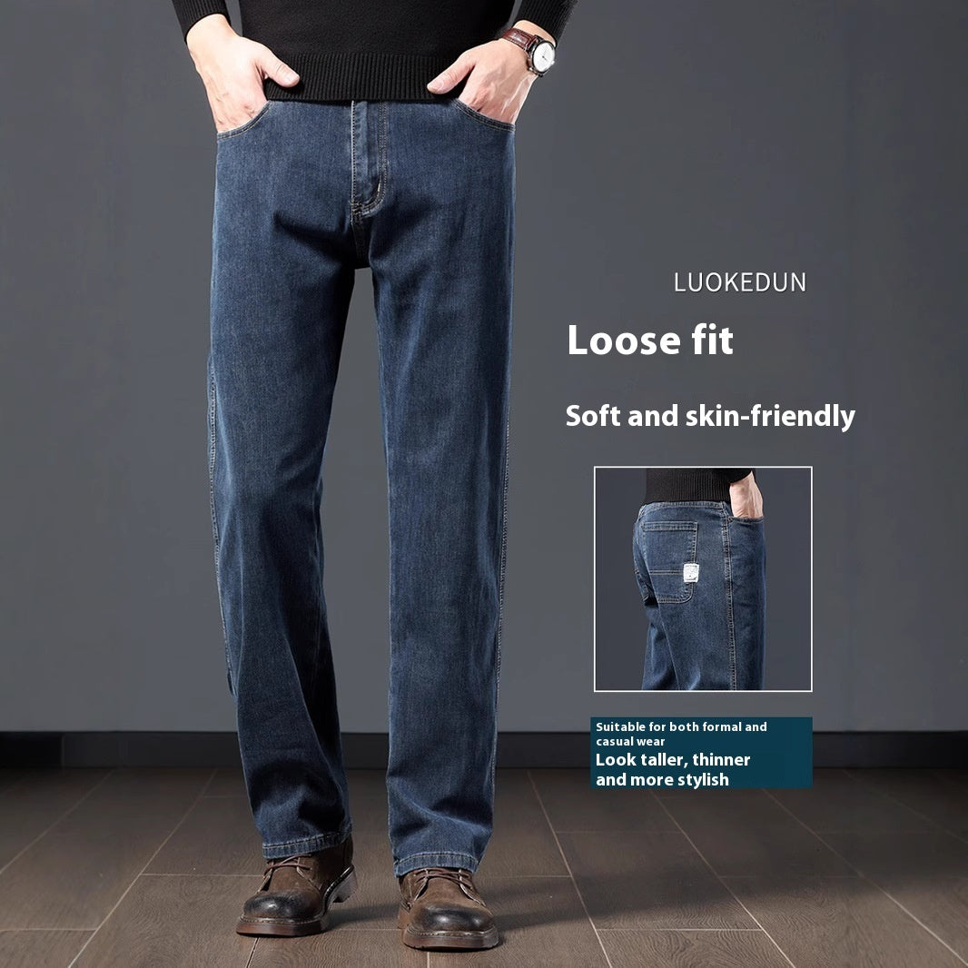 Plus-Size Men’s Fleece-Padded Straight Pants – Autumn & Winter Essentials