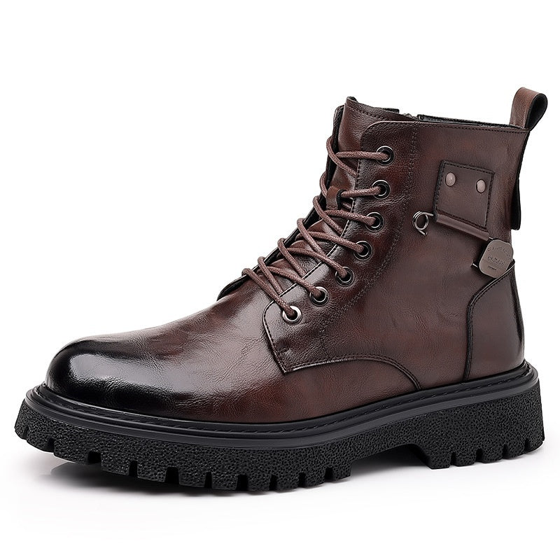 Men’s Retro Breathable PU Leather High-Top Martin Boots
