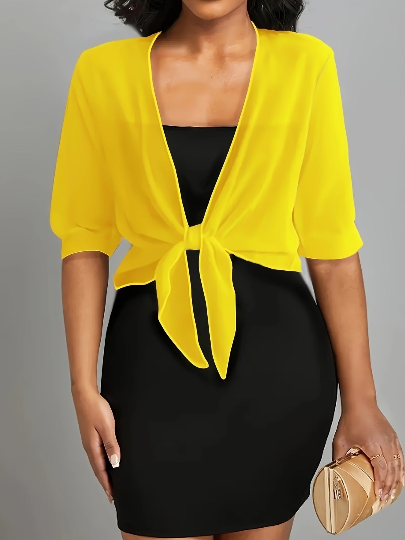 Women’s Sheer Tie-Front Chiffon Shawl – Elegant Cover-Up