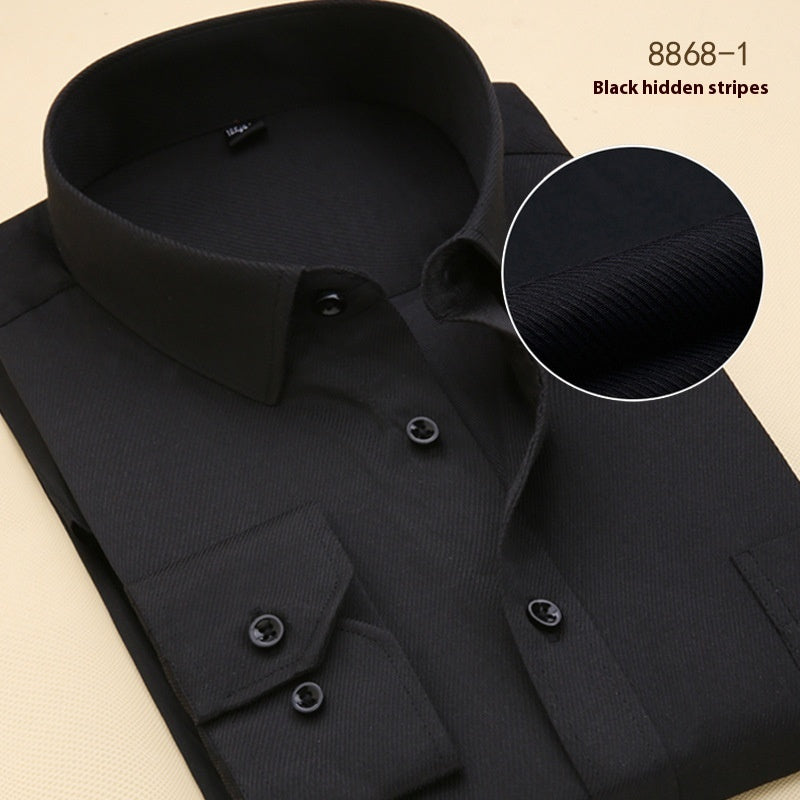 Men’s Slim-Fit Long-Sleeve Black Business Shirt – Modern Elegance